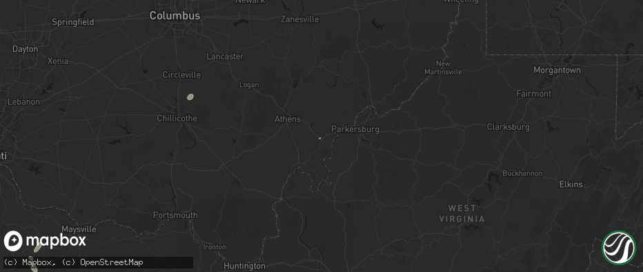 Hail map in Coolville, OH on July 17, 2026