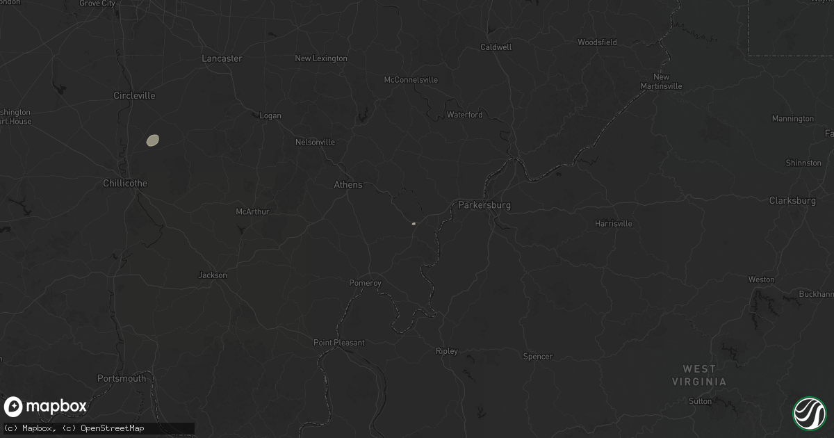 Hail map in Coolville, OH on July 17, 2026