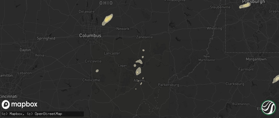 Hail map in Corning, OH on July 17, 2026