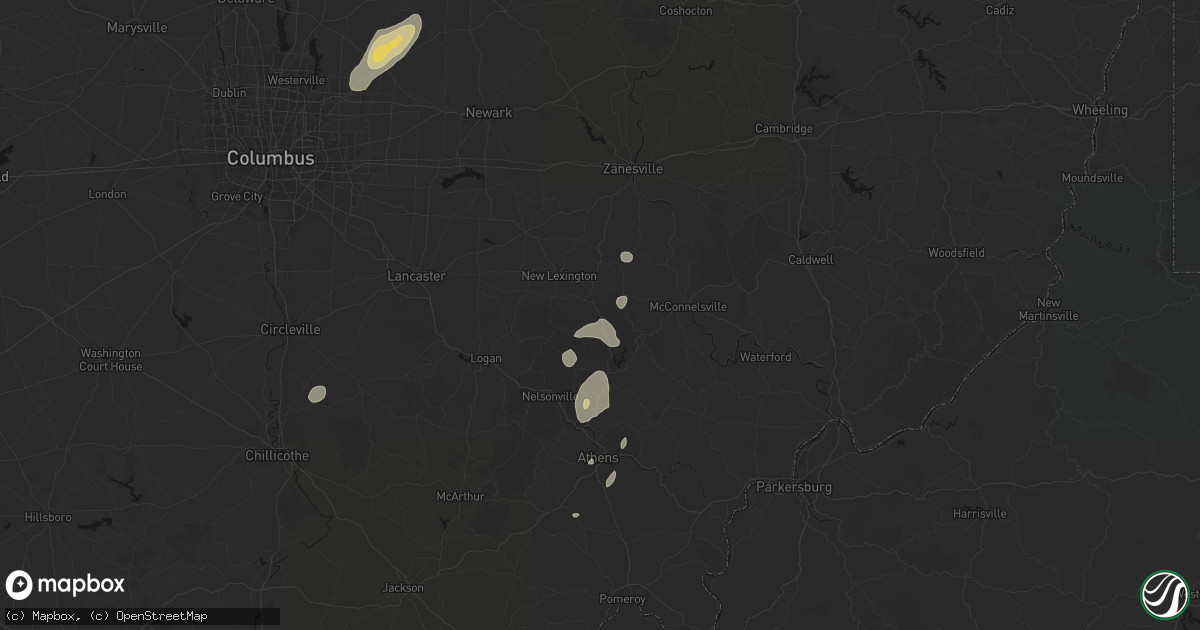 Hail map in Corning, OH on July 17, 2026