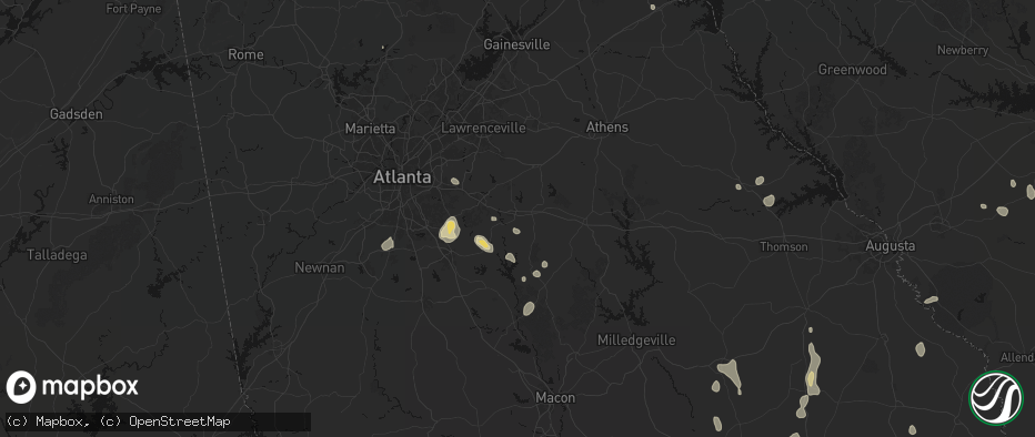 Hail map in Covington, GA on July 17, 2026