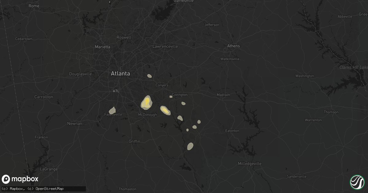 Hail map in Covington, GA on July 17, 2026