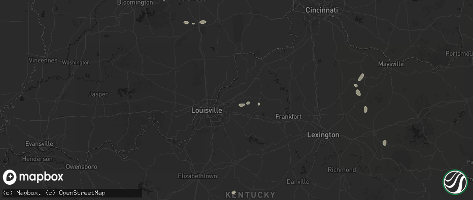 Hail map in Crestwood, KY on July 17, 2026