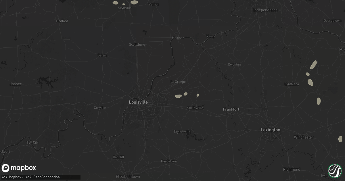Hail map in Crestwood, KY on July 17, 2026