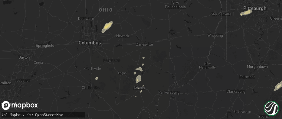 Hail map in Crooksville, OH on July 17, 2026