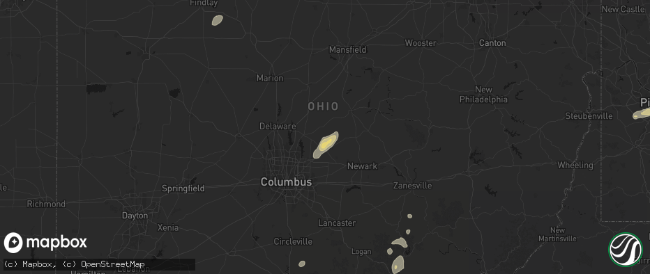 Hail map in Croton, OH on July 17, 2026