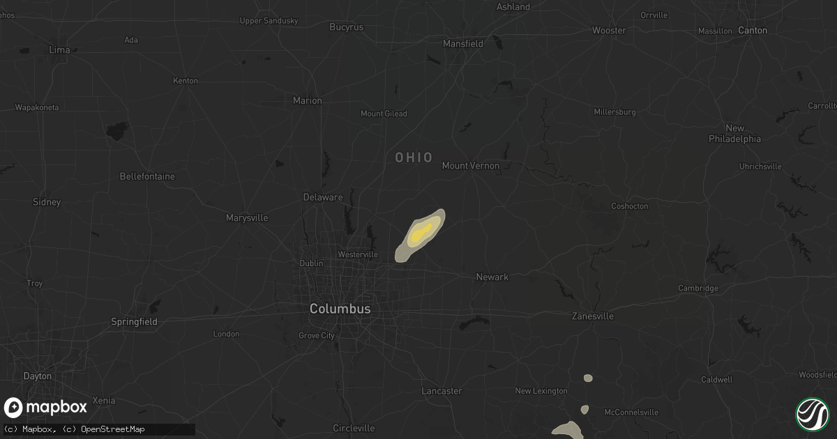 Hail map in Croton, OH on July 17, 2026