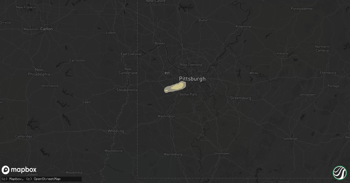 Hail map in Cuddy, PA on July 17, 2026