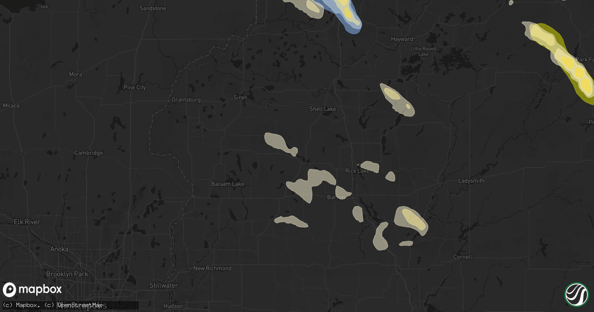 Hail map in Cumberland, WI on July 17, 2026