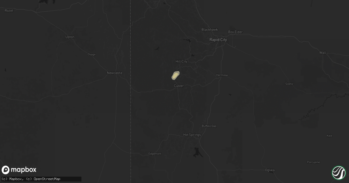 Hail map in Custer, SD on July 17, 2026