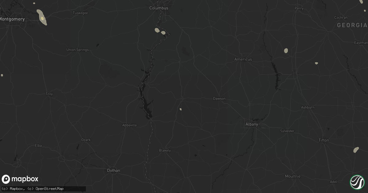 Hail map in Cuthbert, GA on July 17, 2026