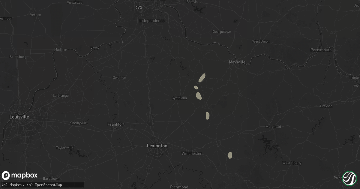 Hail map in Cynthiana, KY on July 17, 2026