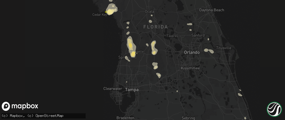 Hail map in Dade City, FL on July 17, 2026