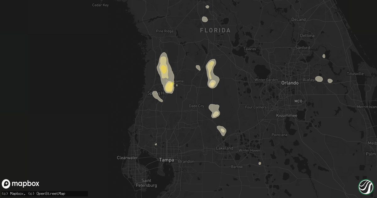 Hail map in Dade City, FL on July 17, 2026