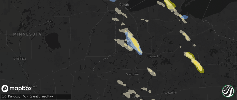 Hail map in Danbury, WI on July 17, 2026