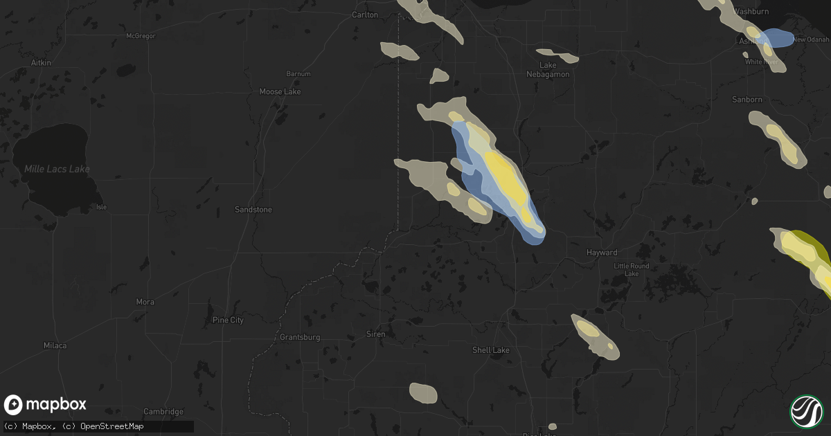 Hail map in Danbury, WI on July 17, 2026