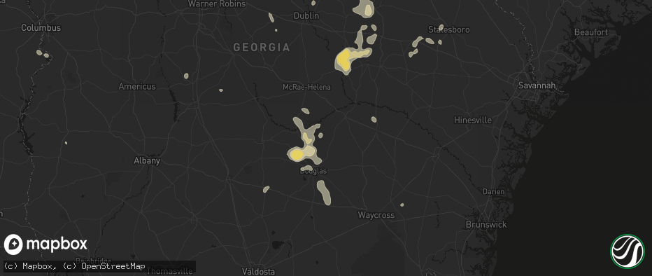 Hail map in Denton, GA on July 17, 2026