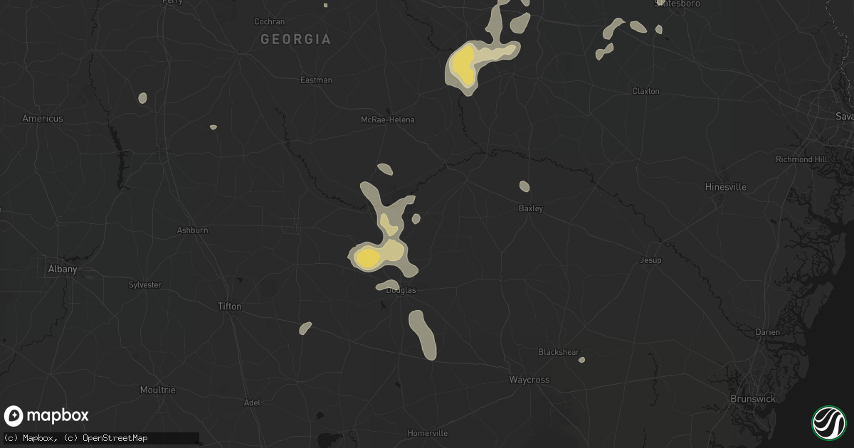 Hail map in Denton, GA on July 17, 2026