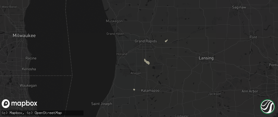 Hail map in Dorr, MI on July 17, 2026