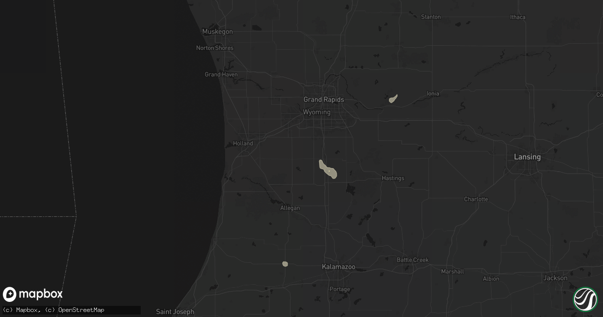 Hail map in Dorr, MI on July 17, 2026
