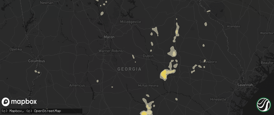 Hail map in Dudley, GA on July 17, 2026
