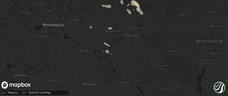 Hail map in Durand, WI on July 17, 2026