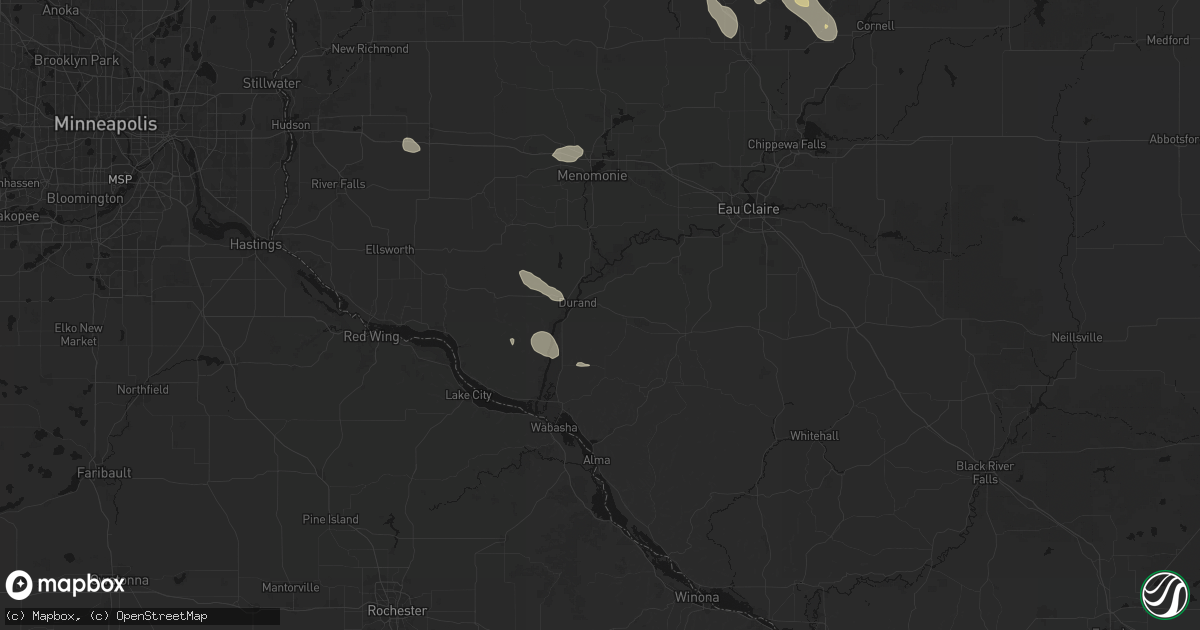 Hail map in Durand, WI on July 17, 2026