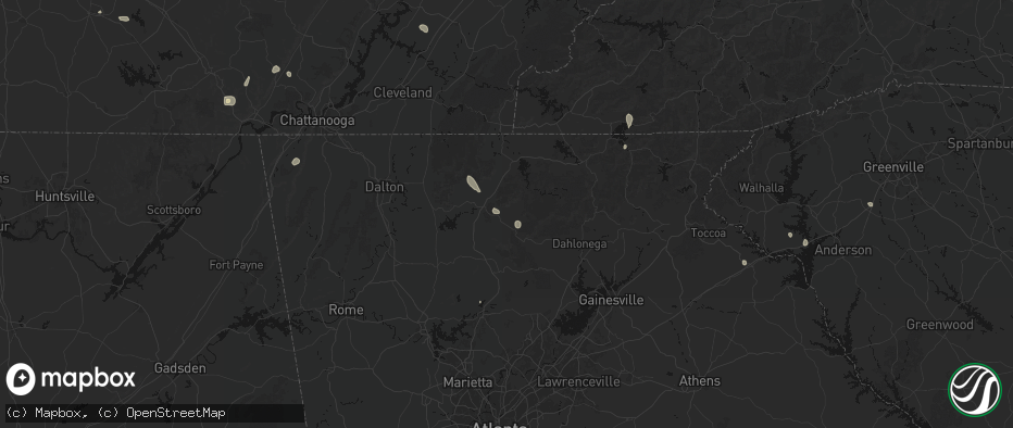 Hail map in Ellijay, GA on July 17, 2026