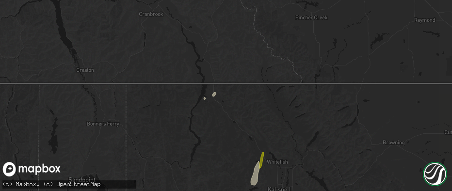 Hail map in Eureka, MT on July 17, 2026