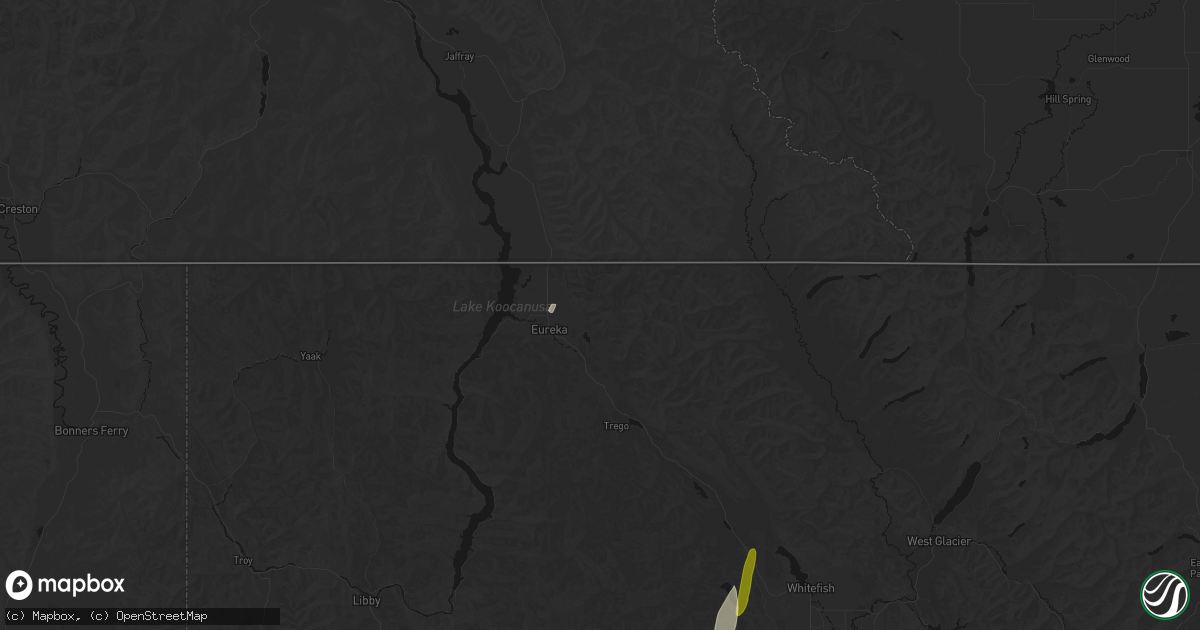 Hail map in Eureka, MT on July 17, 2026