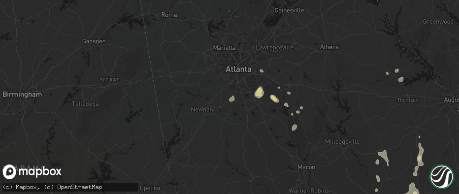 Hail map in Fayetteville, GA on July 17, 2026