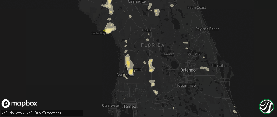 Hail map in Floral City, FL on July 17, 2026