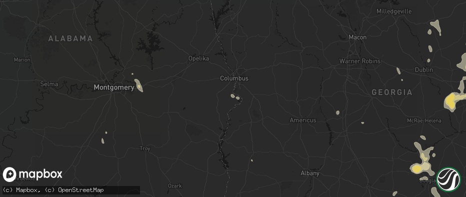 Hail map in Fort Mitchell, AL on July 17, 2026