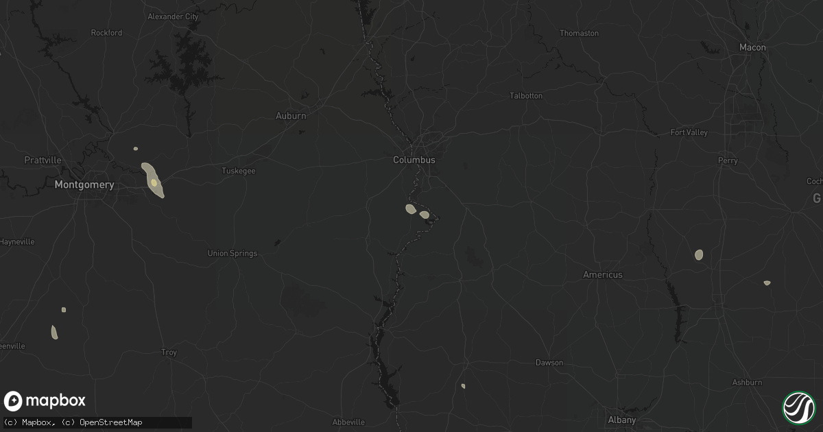 Hail map in Fort Mitchell, AL on July 17, 2026