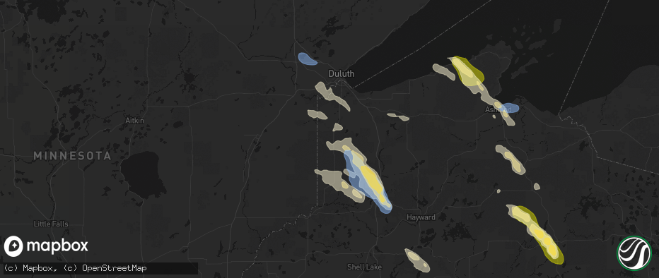 Hail map in Foxboro, WI on July 17, 2026