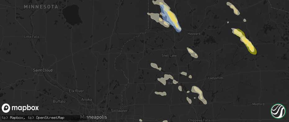 Hail map in Frederic, WI on July 17, 2026