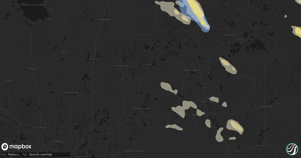 Hail map in Frederic, WI on July 17, 2026