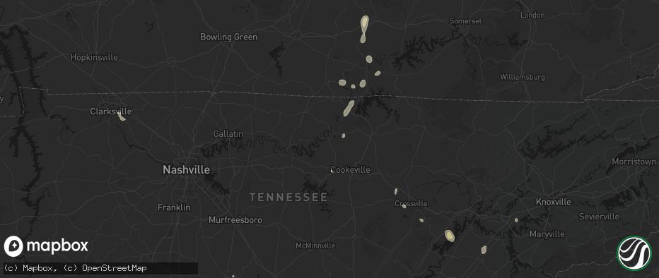 Hail map in Gainesboro, TN on July 17, 2026