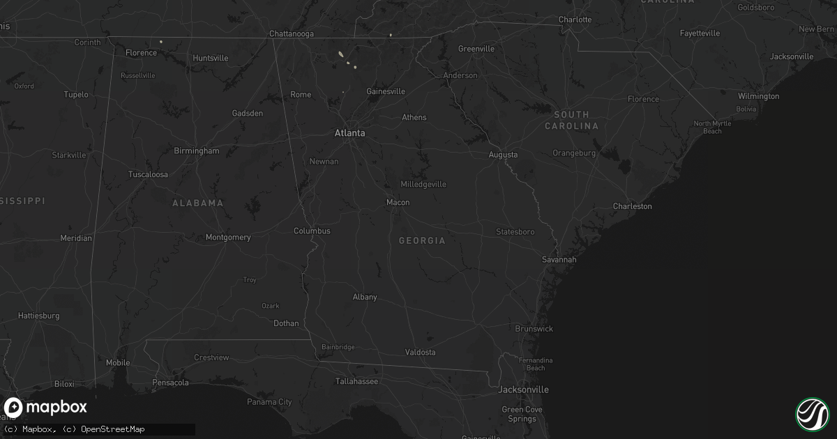 Hail map in Georgia on July 17, 2026