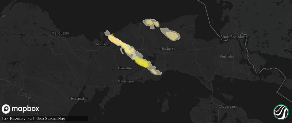 Hail map in Germfask, MI on July 17, 2026