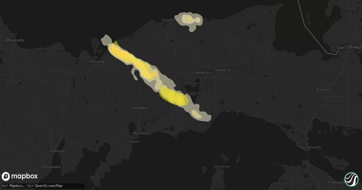 Hail map in Germfask, MI on July 17, 2026