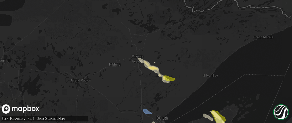 Hail map in Gilbert, MN on July 17, 2026