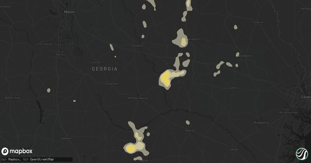 Hail map in Glenwood, GA on July 17, 2026