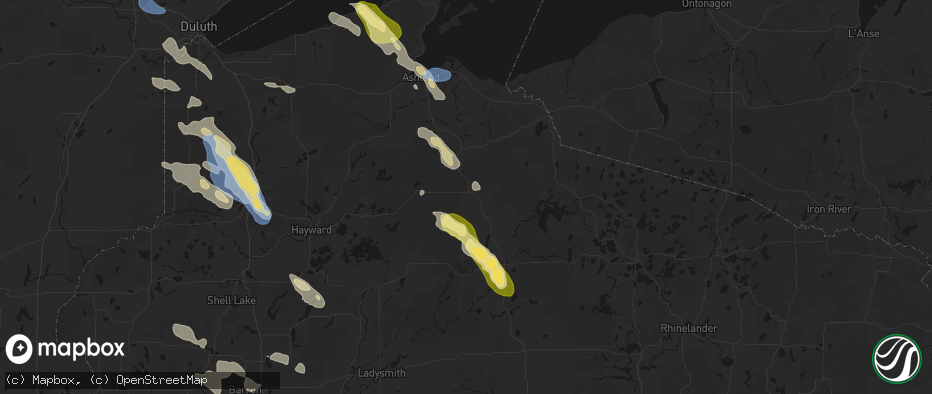 Hail map in Glidden, WI on July 17, 2026