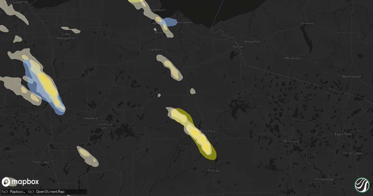 Hail map in Glidden, WI on July 17, 2026