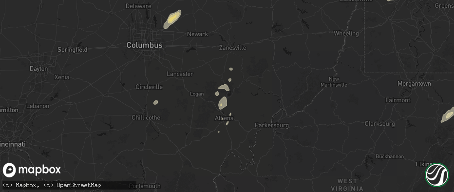 Hail map in Glouster, OH on July 17, 2026
