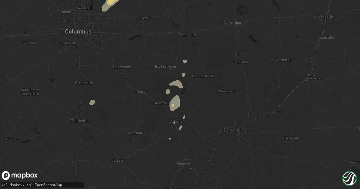 Hail map in Glouster, OH on July 17, 2026