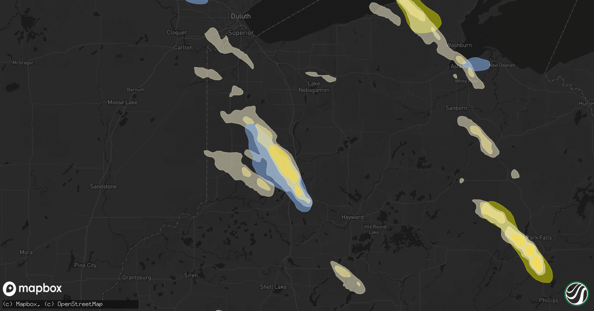 Hail map in Gordon, WI on July 17, 2026