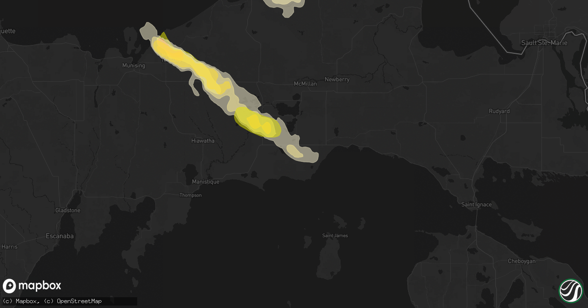 Hail map in Gould City, MI on July 17, 2026