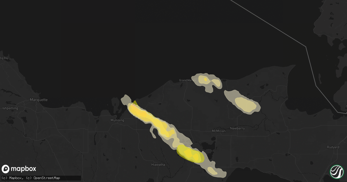Hail map in Grand Marais, MI on July 17, 2026